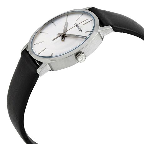 Calvin Klein High Noon Quartz White Dial Black Leather Strap Watch for Men - K8M211C6 Watches Calvin Klein   