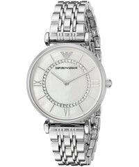 Emporio Armani Gianni T-Bar Mother of Pearl Dial Silver Stainless Steel Watch For Women - AR1908 Watches Emporio Armani   