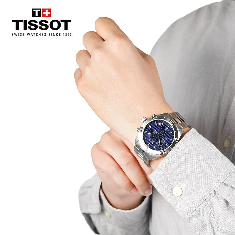 Tissot PR 100 Sport Quartz Chronograph Blue Dial Silver Stainless Steel Watch For Men - T101.617.11.041.00 Watches Tissot   