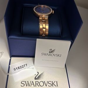 Swarovski Daytime Glittering Blue Dial Rose Gold Steel Strap Watch for Women - 5182277 Watches Swarovski   