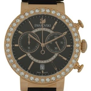 Swarovski Citra Sphere Chronograph Black Dial Black Leather Strap Watch for Women - 5055209 Watches Swarovski   