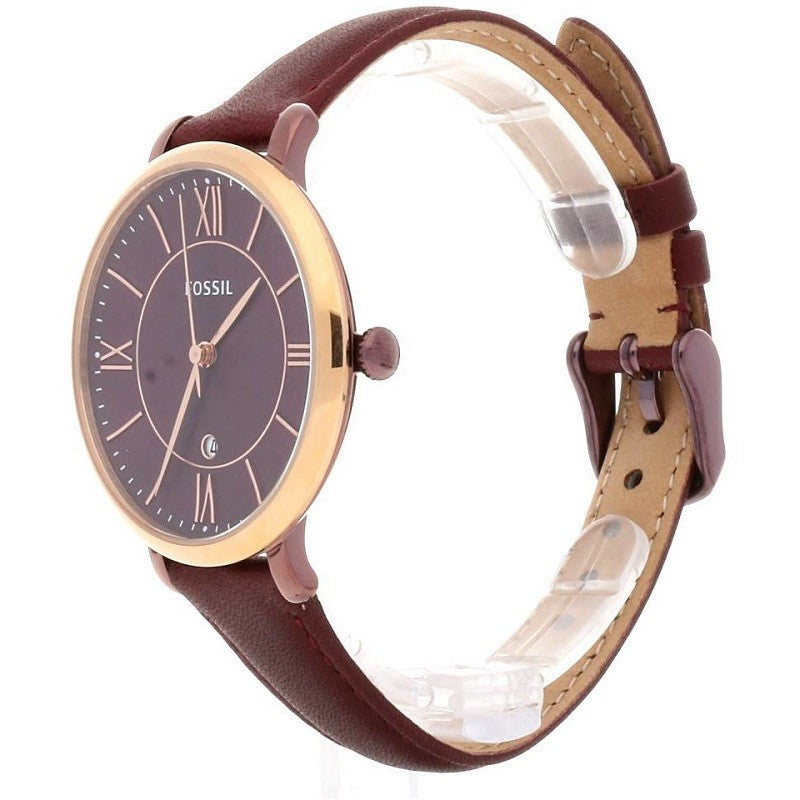 Fossil Jacqueline Burgundy Dial Burgundy Leather Strap Watch for Women  - ES4099 Watches Fossil   