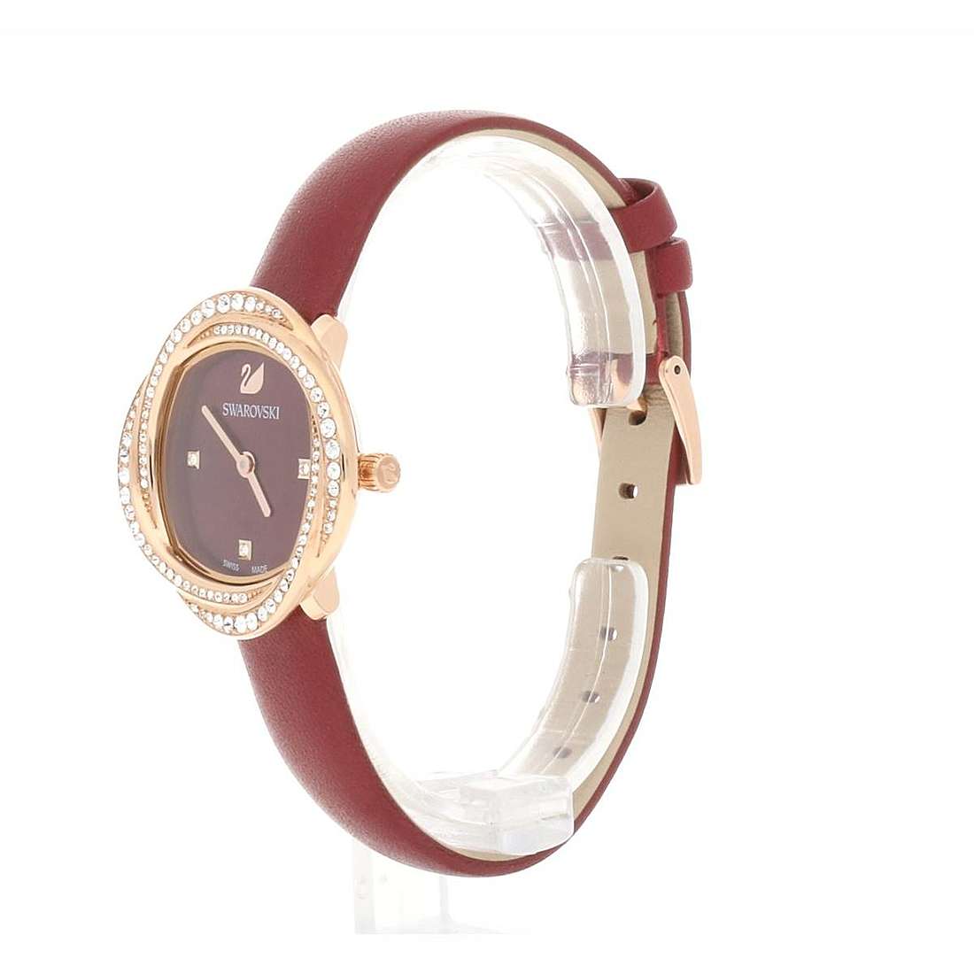 Swarovski Crystal Flower Red Dial Red Leather Strap Watch for Women - 5552780 Watches Swarovski   