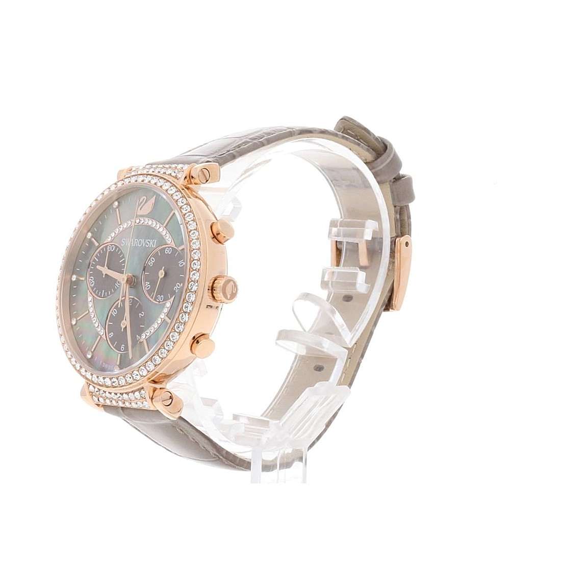 Swarovski Passage Chrono Grey Dial Grey Leather Strap Watch for Women - 5580348 Watches Swarovski   