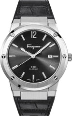 Salvatore Ferragamo F-80 Classic Black Dial Black Leather Strap  Watch for Men - SFDT00219 Watches Salvatore Ferragamo   