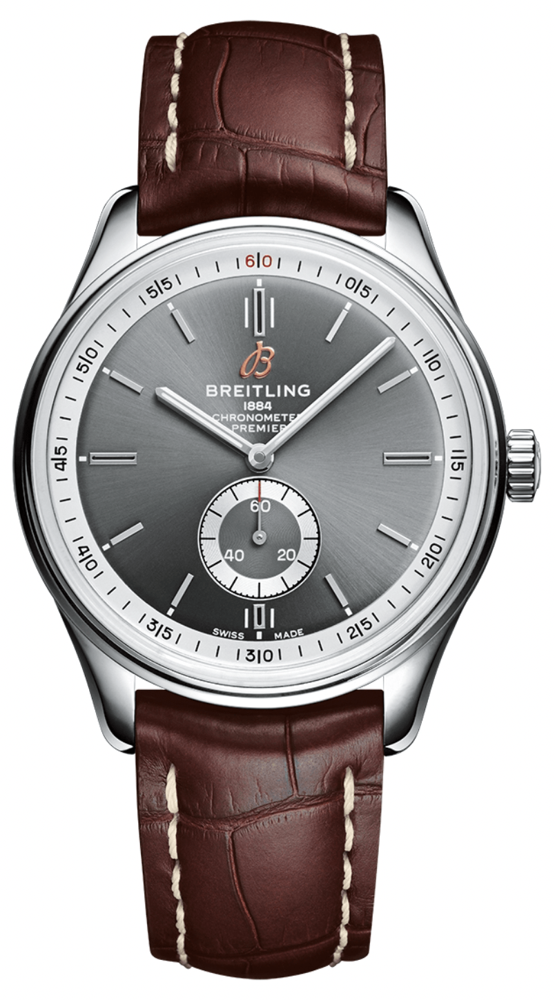 Breitling Premier Automatic 40mm Grey Dial Brown Leather Strap Watch for Men - A37340351B1P2 Watches Breitling   