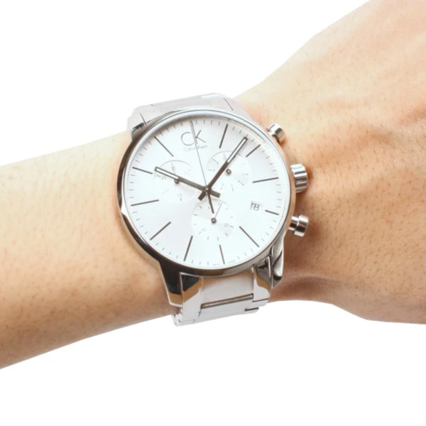 Calvin Klein City White Dial Silver Steel Strap Watch for Men - K2G27146 Watches Calvin Klein   