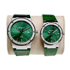 Salvatore Ferragamo F-80 Classic Green Dial Green Leather Strap Watch for Men - SFDT00519 Watches Salvatore Ferragamo   