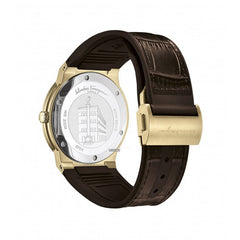 Salvatore Ferragamo F-80 Classic Silver Dial Brown Leather Strap Watch for Men - SFDT00419 Watches Salvatore Ferragamo   