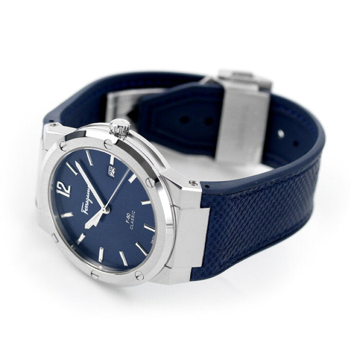 Salvatore Ferragamo F-80 Classics Blue Dial Blue Leather Strap Watch for Men - SFDT00719 Watches Salvatore Ferragamo   