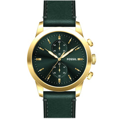 Fossil Townsman Chronograph Green Dial Green Leather Strap Watch for Men - FS5599 Watches Fossil   
