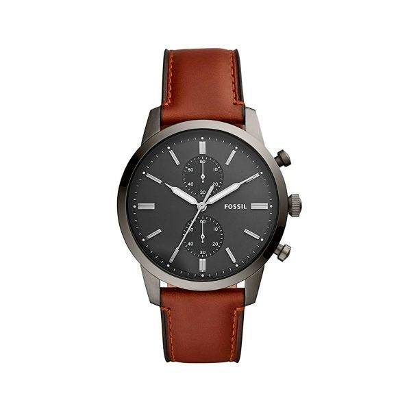 Fossil Townsman Chronograph Gray Dial Brown Leather Strap Watch for Men - FS5522 Watches Fossil   