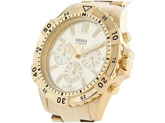 Fossil Garrett Chronograph Gold Dial Gold Steel Strap Watch for Men - FS5772 Watches Fossil   