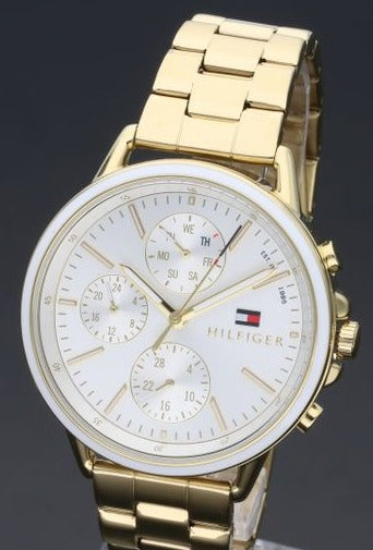 Tommy Hilfiger Carly White Dial Gold Stainless Steel Strap Watch for Women - 1781786 Watches Tommy Hilfiger   