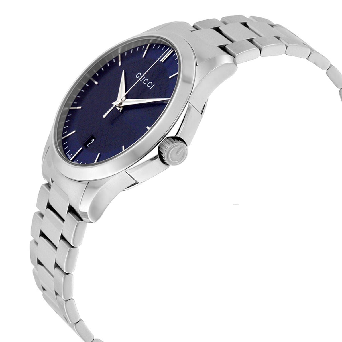 Gucci G Timeless Blue Dial Silver Steel Strap Watch For Men - YA126440 Watches Gucci   