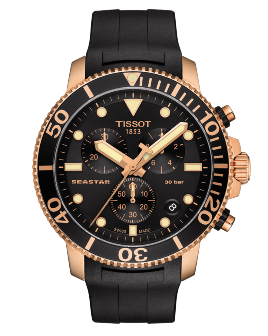 Tissot Seaster 1000 Quartz Black Rubber Chronograph Watch For Men - T120.417.37.051.00 Watches Tissot   