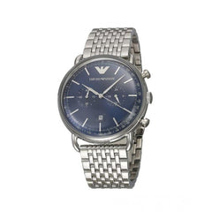 Emporio Armani Aviator Chronograph Blue Dial Silver Stainless Steel Watch For Men - AR11238 Watches Emporio Armani   