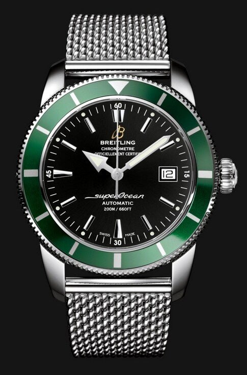 Breitling Superocean Heritage 42mm Chronograph Green Bezel Mens Watch - A1732136 Watches Breitling   