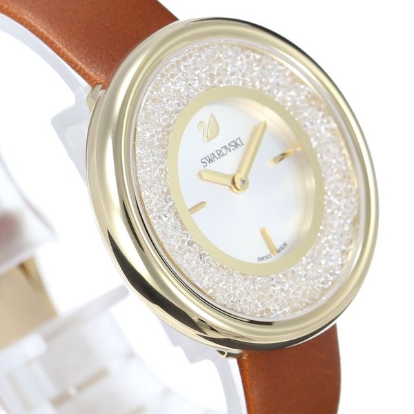 Swarovski Crystalline Pure White Dial Brown Leather Strap Watch for Women - 5275040 Watches Swarovski   