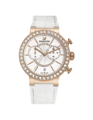 Swarovski Citra Sphere Chrono White Dial White Leather Strap Watch for Women - 5080602 Watches Swarovski   