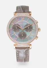 Swarovski Passage Chrono Grey Dial Grey Leather Strap Watch for Women - 5580348 Watches Swarovski   