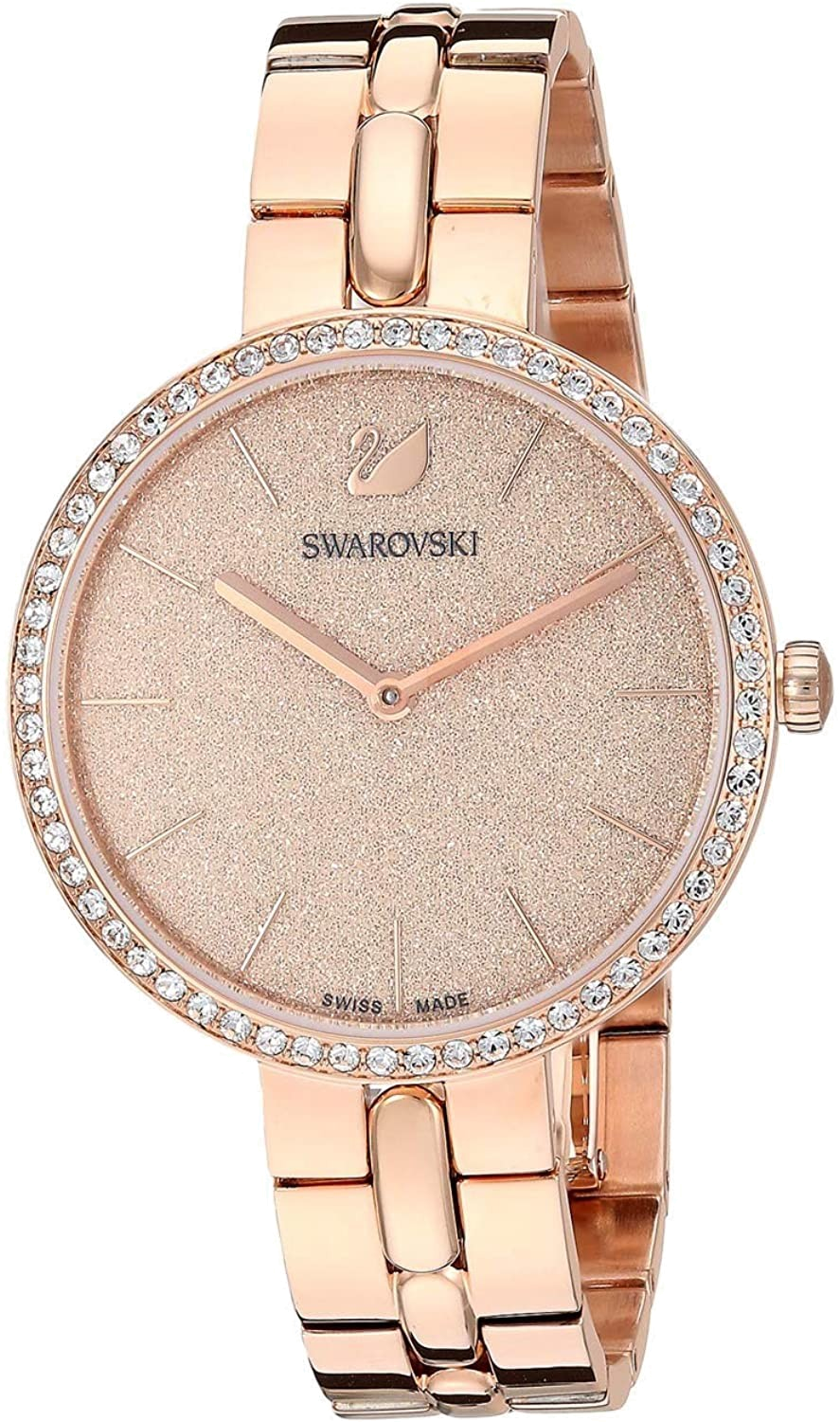 Swarovski Cosmopolitan Diamond Powder Gold Dial Rose Gold Steel Strap Watch for Women - 5517800 Watches Swarovski   