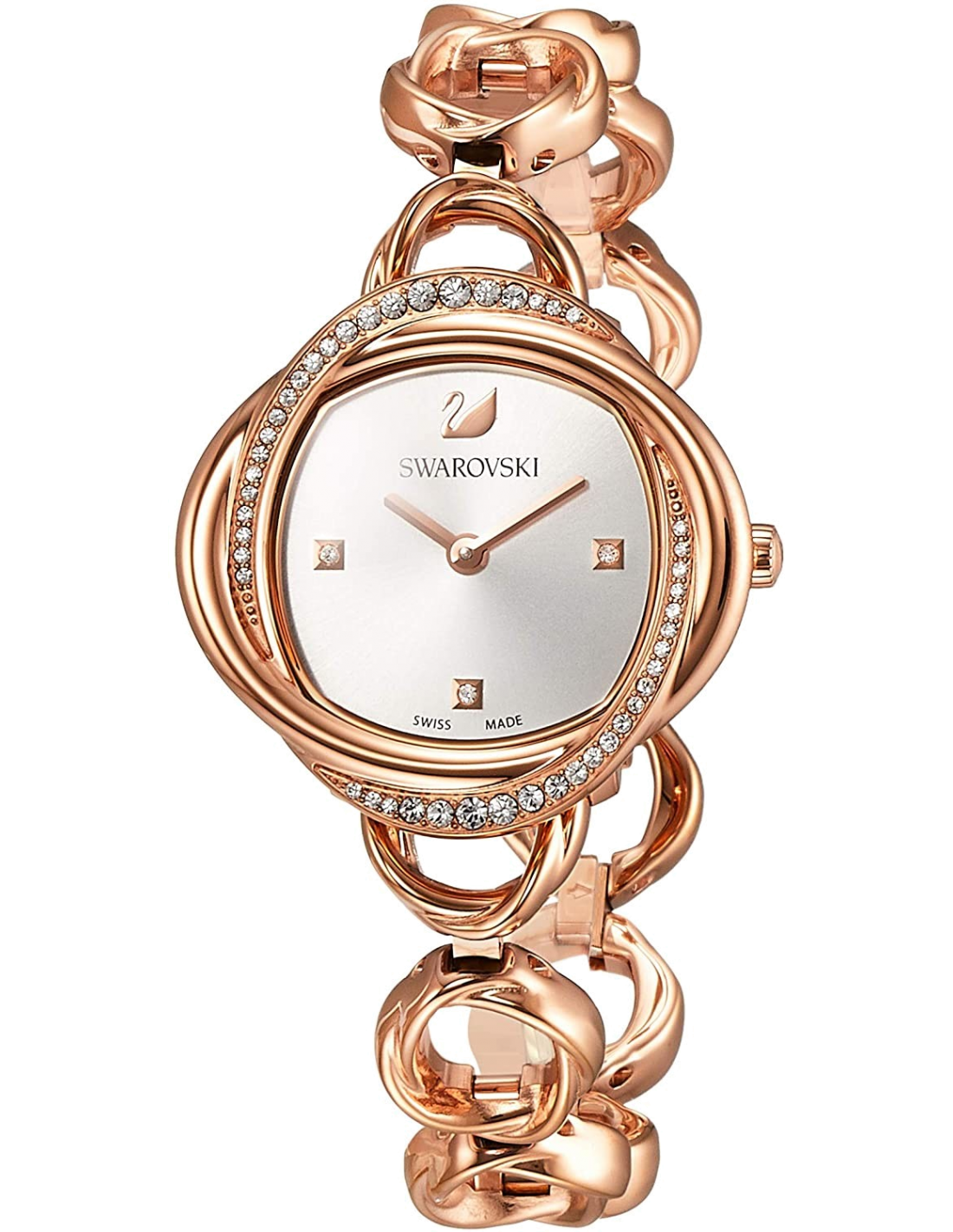 Swarovski Crystal Flower Silver Dial Rose Gold Steel Strap Watch for Women - 5547626 Watches Swarovski   