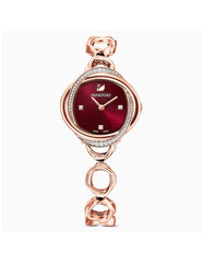 Swarovski Crystal Flower Red Dial Rose Gold Steel Strap Watch for Women - 5552783 Watches Swarovski   