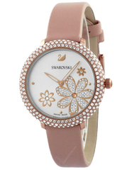 Swarovski Crystal Frost White Dial Pink Leather Strap Watch for Women - 5519223 Watches Swarovski   