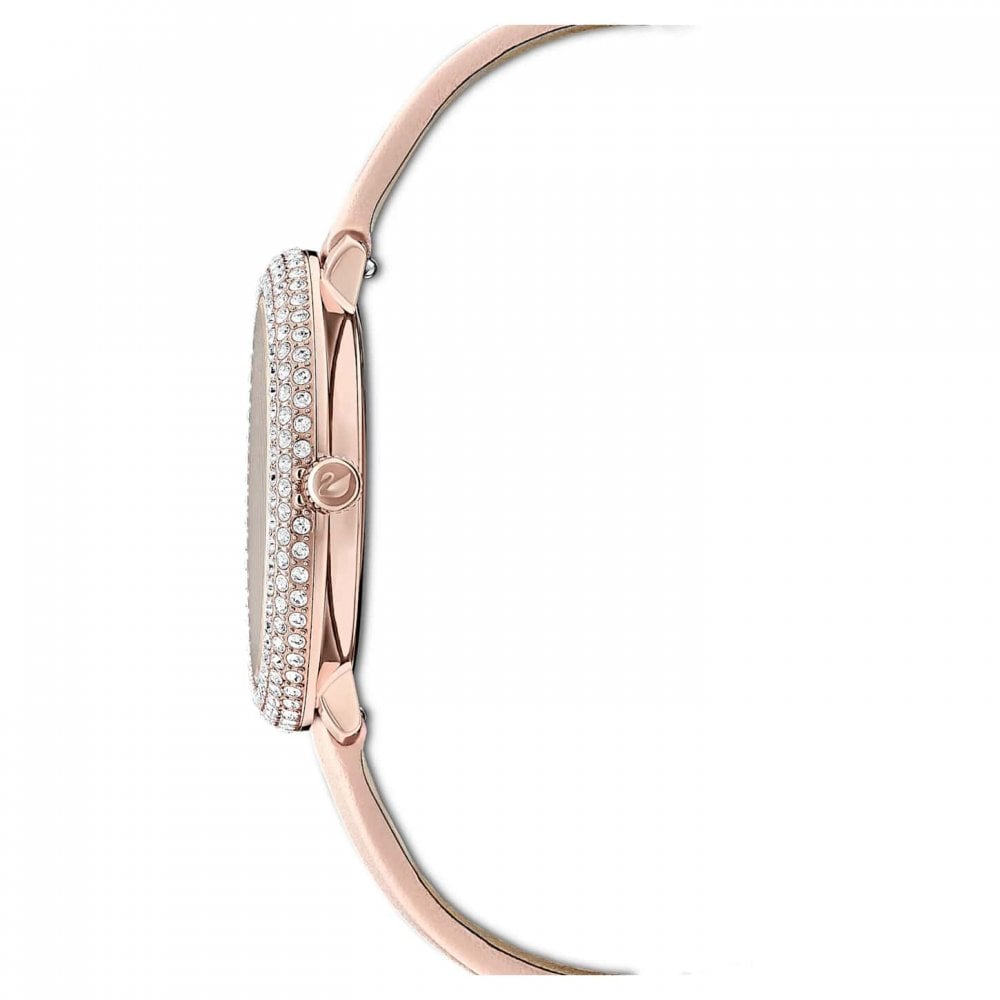 Swarovski Crystal Frost White Dial Pink Leather Strap Watch for Women - 5519223 Watches Swarovski   