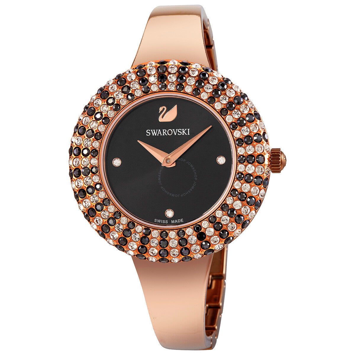 Swarovski Crystal Rose Black Dial Rose Gold Steel Strap Watch for Women - 5484050 Watches Swarovski   