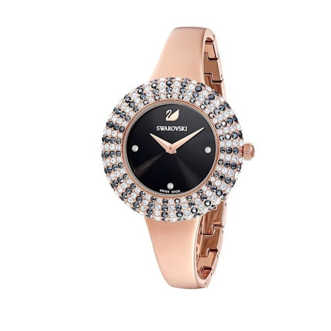 Swarovski Crystal Rose Black Dial Rose Gold Steel Strap Watch for Women - 5484050 Watches Swarovski   