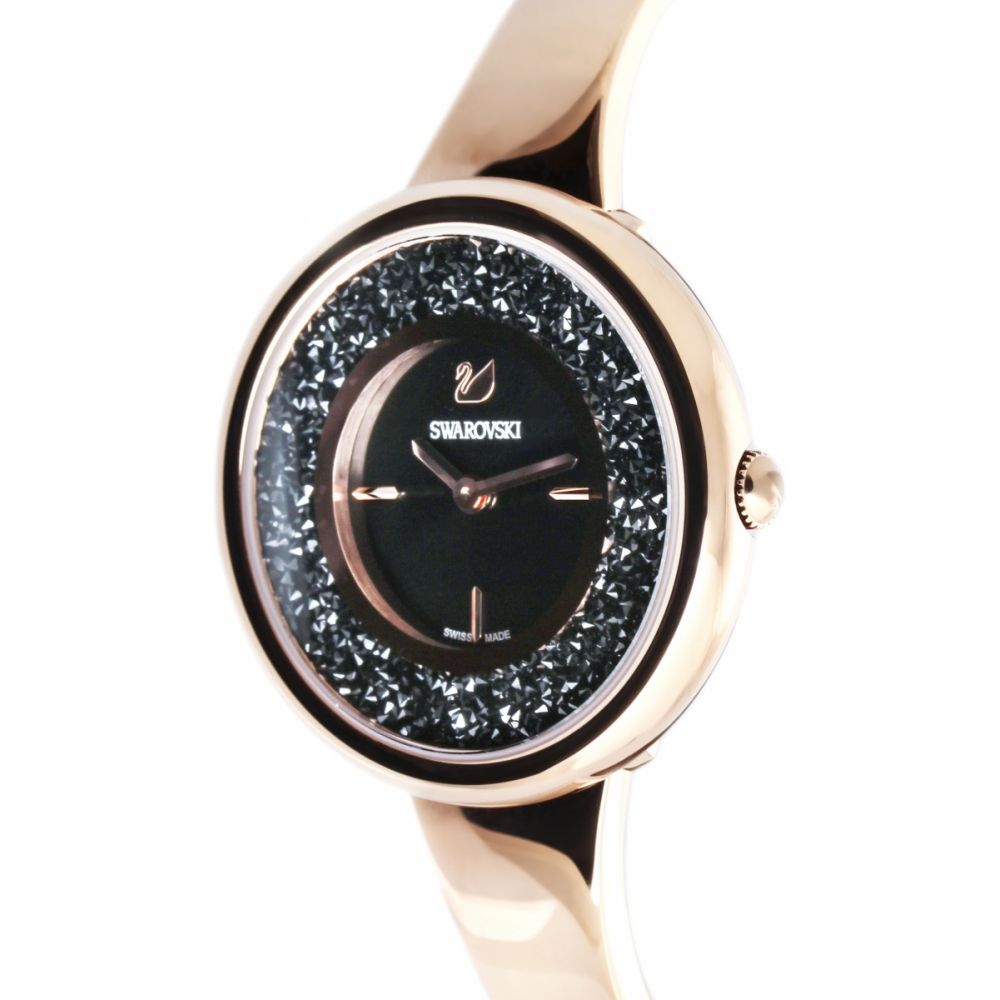 Swarovski Crystalline Pure Black Dial Rose Gold Steel Strap Watch for Women - 5295334 Watches Swarovski   