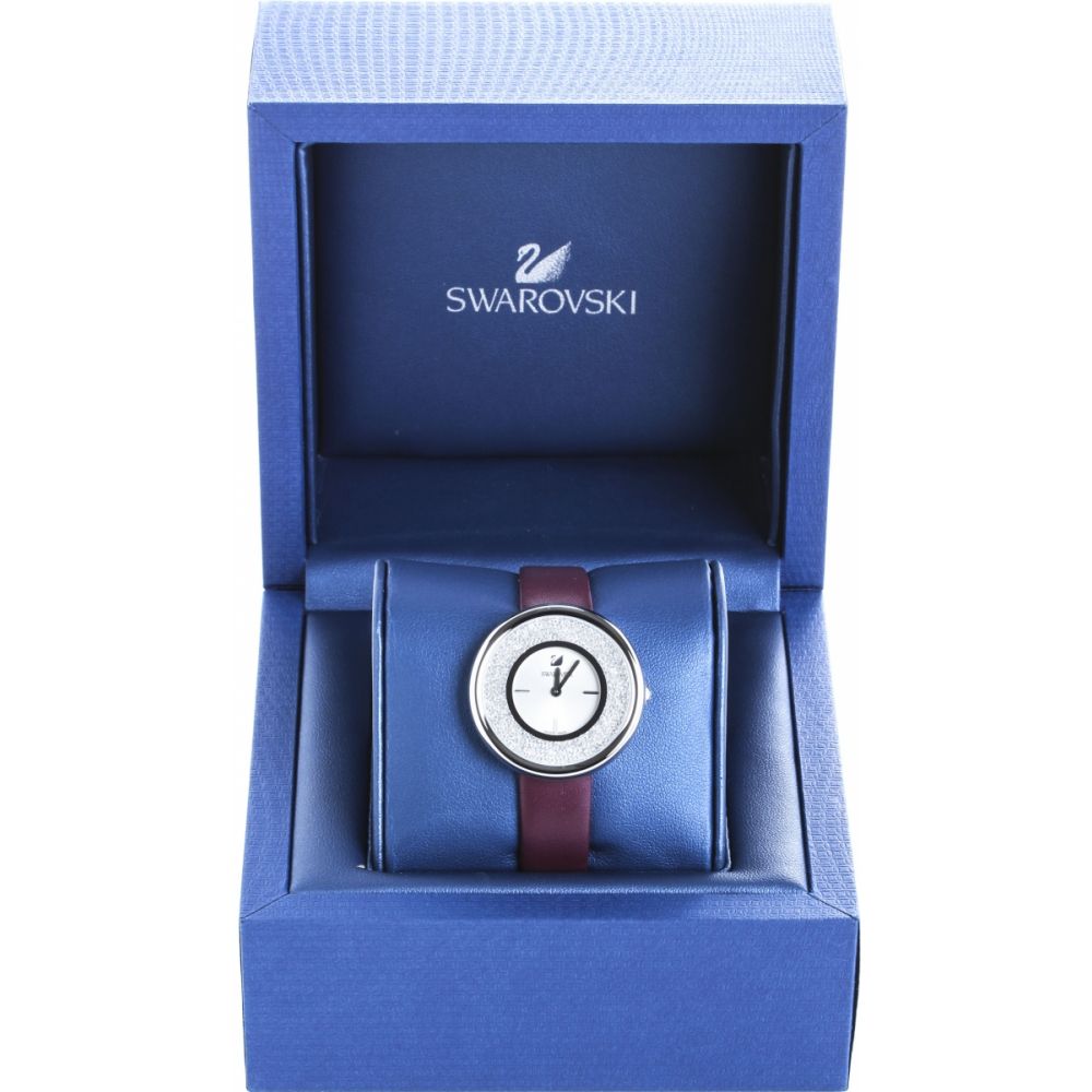 Swarovski Crystalline Silver Dial Purple Leather Strap Watch for Women - 5295355 Watches Swarovski   