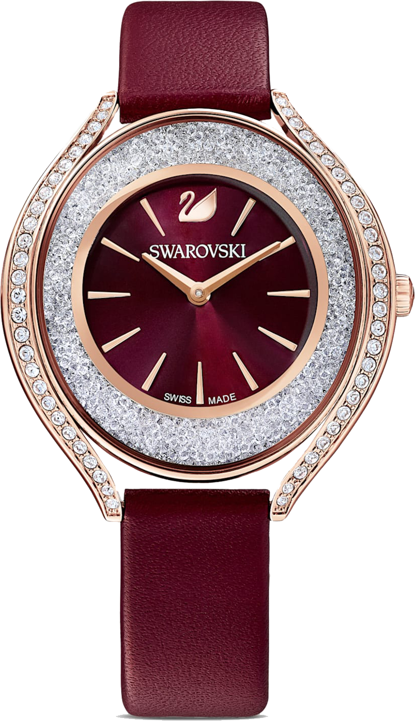 Swarovski Crystalline Aura Red Dial Red Leather Strap Watch for Women - 5558637 Watches Swarovski   