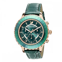 Swarovski Octea Lux Chrono Emerald Green Dial Green Leather Strap Watch for Women - 5452498 Watches Swarovski   