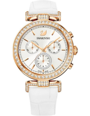 Swarovski Era Journey Silver Dial White Leather Strap Watch for Women - 5295369 Watches Swarovski   