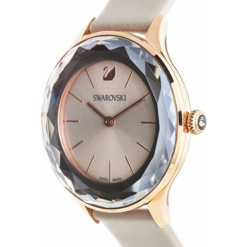 Swarovski Octea Nova Grey Dial Grey Leather Strap Watch for Women - 5295326 Watches Swarovski   