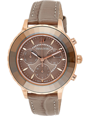Swarovski Octea Lux Chrono Grey Dial Grey Leather Strap Watch for Women - 5452495 Watches Swarovski   