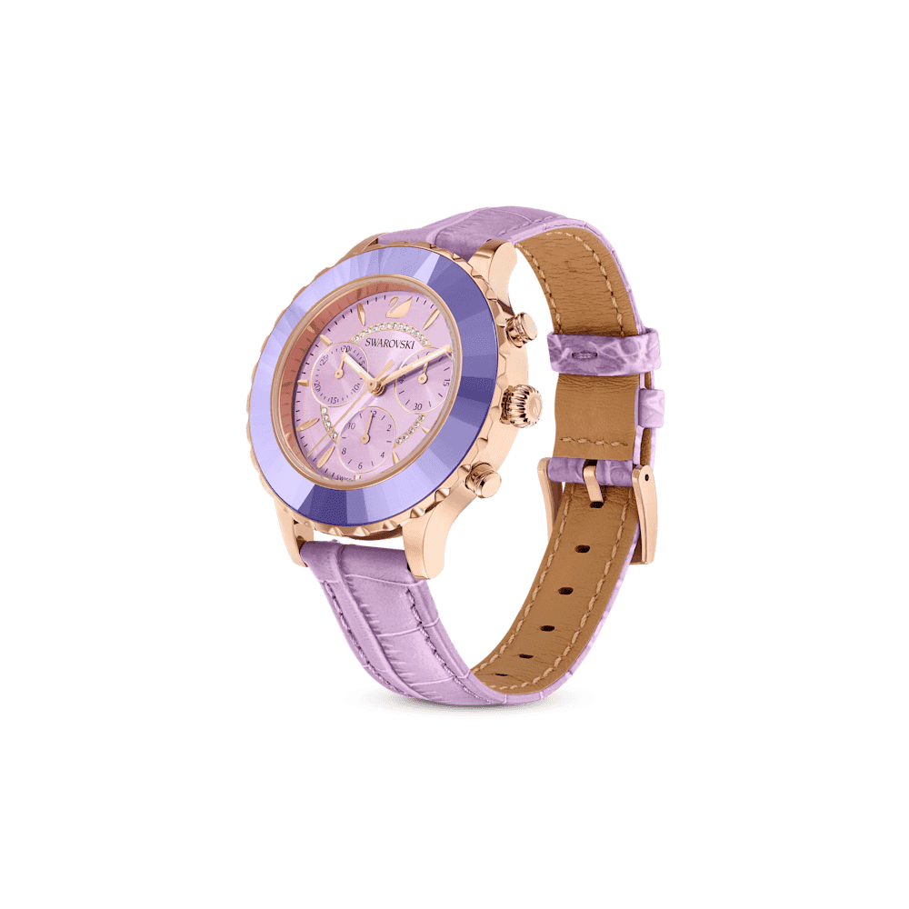 Swarovski Octea Lux Chrono Purple Dial Purple Leather Strap Watch for Women - 5632263 Watches Swarovski   