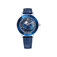 Swarovski Octea Lux Moon Crystal Blue Dial Blue Leather Strap Watch for Women - 5516305 Watches Swarovski   