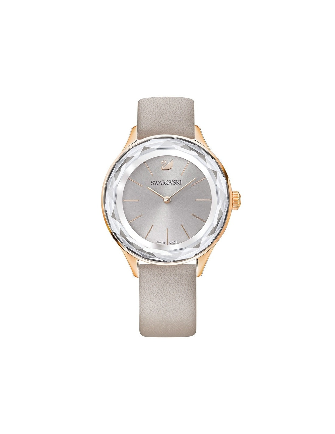 Swarovski Octea Nova Grey Dial Grey Leather Strap Watch for Women - 5295326 Watches Swarovski   