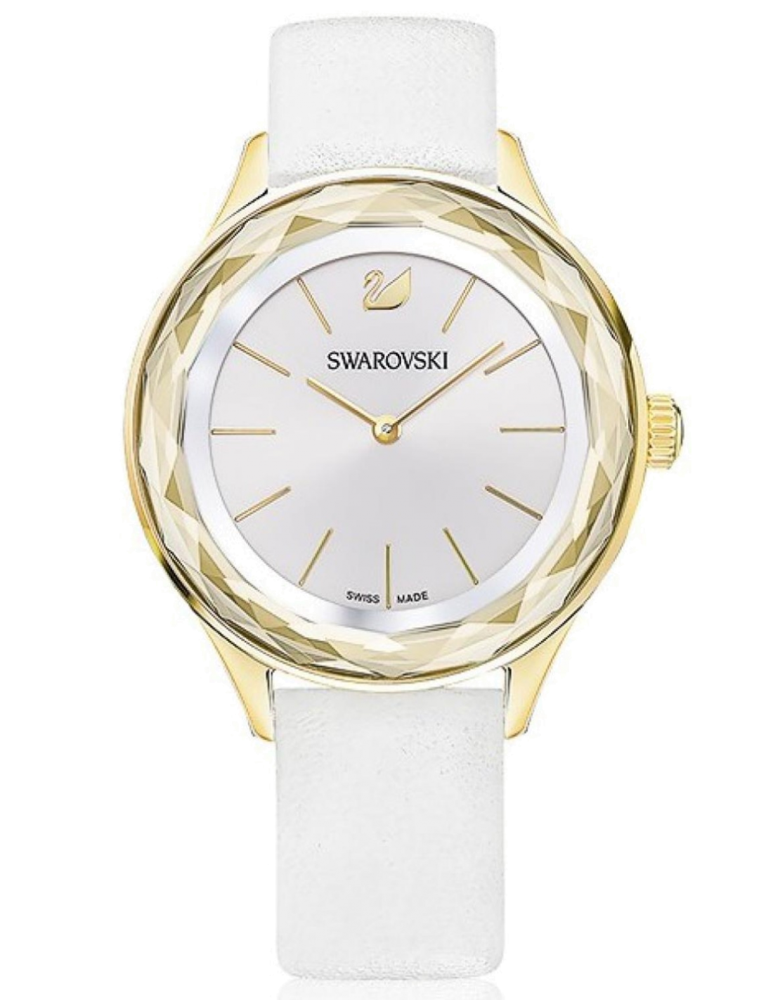 Swarovski Octea Nova Quartz White Dial White Leather Strap Watch for Women - 5295337 Watches Swarovski   