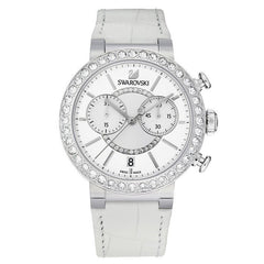 Swarovski Citra Sphere Chronograph White Dial White Leather Strap Watch for Women - 5027127 Watches Swarovski   