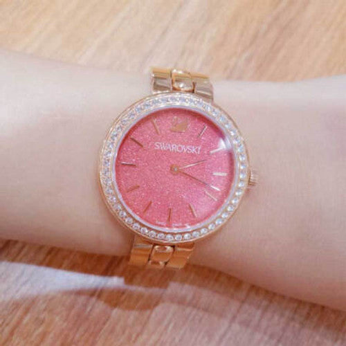 Swarovski Daytime Quartz Coral Dial Rose Gold Steel Strap Watch for Women - 5182250 Watches Swarovski   