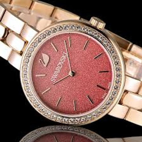 Swarovski Daytime Quartz Coral Dial Rose Gold Steel Strap Watch for Women - 5182250 Watches Swarovski   