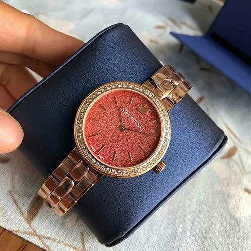 Swarovski Daytime Quartz Coral Dial Rose Gold Steel Strap Watch for Women - 5182250 Watches Swarovski   