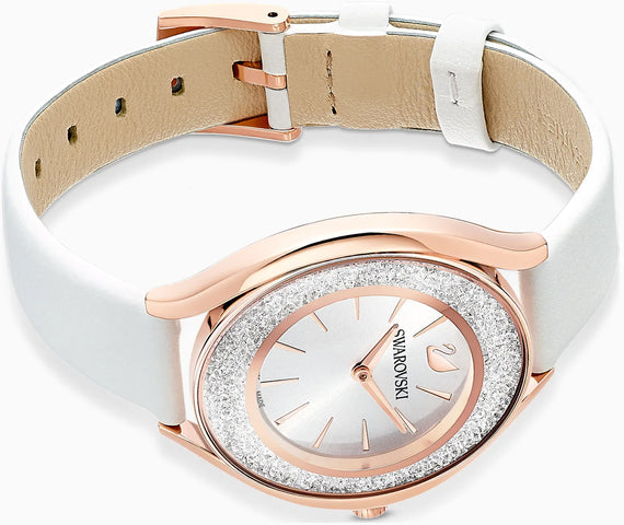 Swarovski Crystalline Aura Silver Dial White Leather Strap Watch for Women - 5519453 Watches Swarovski   