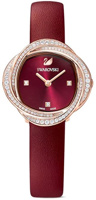 Swarovski Crystal Flower Red Dial Red Leather Strap Watch for Women - 5552780 Watches Swarovski   