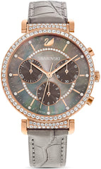 Swarovski Passage Chrono Grey Dial Grey Leather Strap Watch for Women - 5580348 Watches Swarovski   
